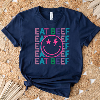 Eat Beef Line Smile T-Shirt (XS-4XL) - Multiple Colors!