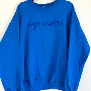 Royal Blue Puff Embroidered Agvocate Crewneck