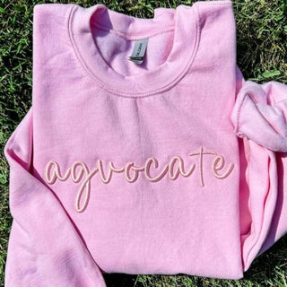 Pink Puff Embroidered Agvocate Crewneck