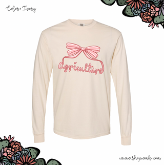 Agriculture Bow Script Pink LONG SLEEVE T-Shirt (S-3XL) - Multiple Colors!