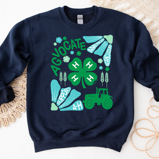 Support 4-H Floral Green Crewneck (S-3XL) - Multiple Colors!