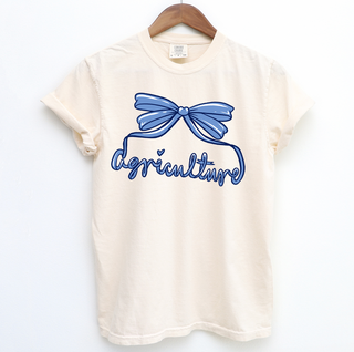 Agriculture Bow Script Blue ComfortWash/ComfortColor T-Shirt (S-4XL) - Multiple Colors!