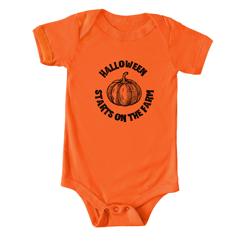 Halloween Starts On The Farm One Piece/T-Shirt (Newborn - Youth XL) - Multiple Colors!