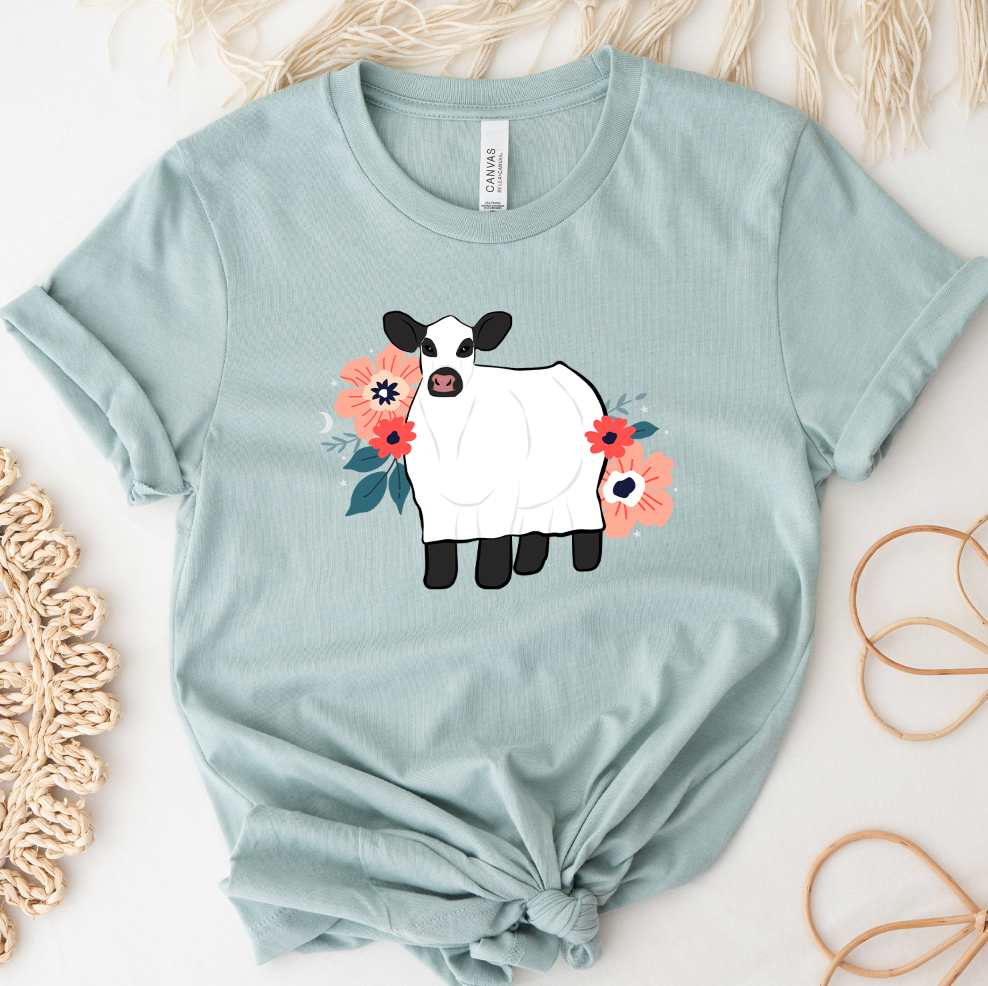 Floral Ghost Cow T-Shirt (XS-4XL) - Multiple Colors!