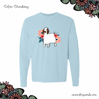 Floral Ghost Goat LONG SLEEVE T-Shirt (S-3XL) - Multiple Colors!