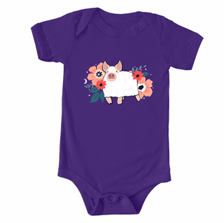 Floral Ghost Pig One Piece/T-Shirt (Newborn - Youth XL) - Multiple Colors!