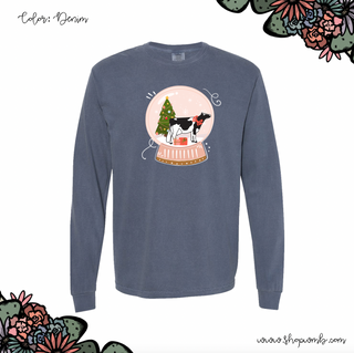 Snow Globe Dairy Cow LONG SLEEVE T-Shirt (S-3XL) - Multiple Colors!