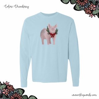 Christmas Pig LONG SLEEVE T-Shirt (S-3XL) - Multiple Colors!