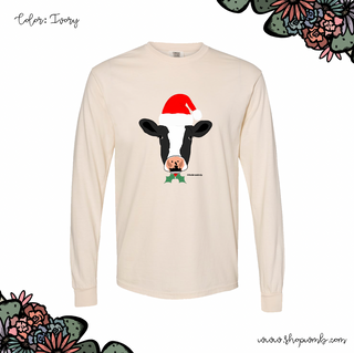 Christmas Spirit Dairy Cow LONG SLEEVE T-Shirt (S-3XL) - Multiple Colors!