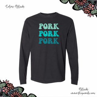 Funky Pork Blue LONG SLEEVE T-Shirt (S-3XL) - Multiple Colors!