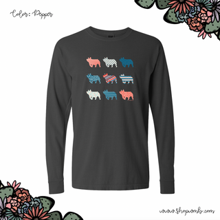 Patriotic Bundle Pig LONG SLEEVE T-Shirt (S-3XL) - Multiple Colors!