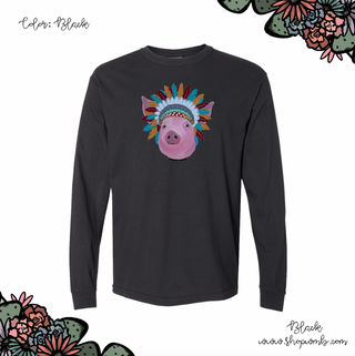 Pig Headdress LONG SLEEVE T-Shirt (S-3XL) - Multiple Colors!