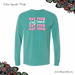 Pink Western Eat Pork Dolly LONG SLEEVE T-Shirt (S-3XL) - Multiple Colors!