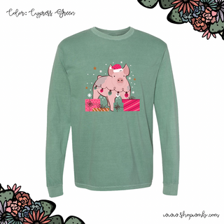 Christmas Present Pig LONG SLEEVE T-Shirt (S-3XL) - Multiple Colors!