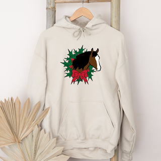 Horse Christmas Wreath Hoodie (S-3XL) Unisex - Multiple Colors!