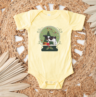 Green Snow Globe Dairy Cow One Piece/T-Shirt (Newborn - Youth XL) - Multiple Colors!