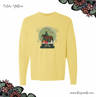 Green Snow Globe Horse LONG SLEEVE T-Shirt (S-3XL) - Multiple Colors!