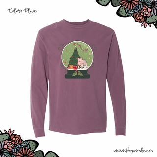 Green Snow Globe Pig LONG SLEEVE T-Shirt (S-3XL) - Multiple Colors!