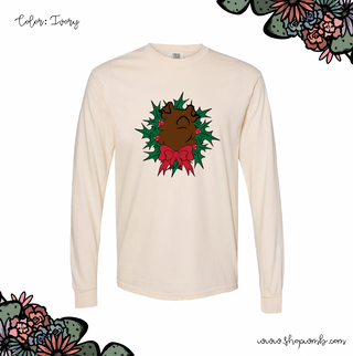 Duroc Pig Christmas Wreath LONG SLEEVE T-Shirt (S-3XL) - Multiple Colors!