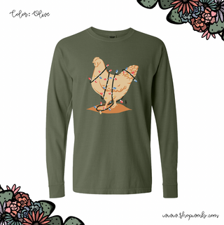 Chicken Christmas Lights LONG SLEEVE T-Shirt (S-3XL) - Multiple Colors!