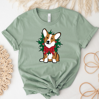 Corgi Christmas Wreath T-Shirt (XS-4XL) - Multiple Colors!