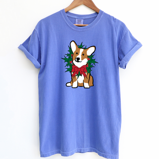 Corgi Christmas Wreath ComfortWash/ComfortColor T-Shirt (S-4XL) - Multiple Colors!