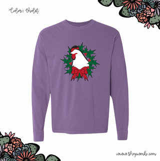 Chicken Christmas Wreath LONG SLEEVE T-Shirt (S-3XL) - Multiple Colors!