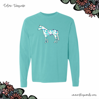 Turquoise Cheetah Horse LONG SLEEVE T-Shirt (S-3XL) - Multiple Colors!