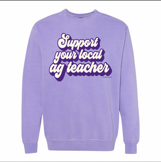 Retro Support Your Local Ag Teacher Purple Crewneck (S-3XL) - Multiple Colors!