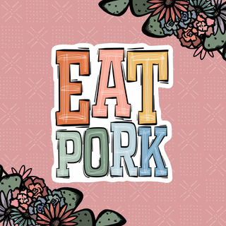 Boho Colors Eat Pork Sticker