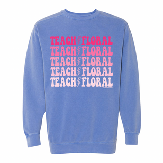 Teach Floral Lightning Bolt Pink Crewneck (S-3XL) - Multiple Colors!