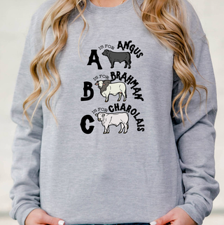 ABC Cattle Breeds Crewneck (S-3XL) - Multiple Colors!