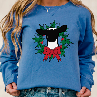 Christmas Wreath Lamb Crewneck (S-3XL) - Multiple Colors!