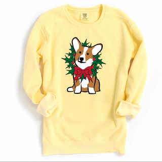 Corgi Christmas Wreath Crewneck (S-3XL) - Multiple Colors!