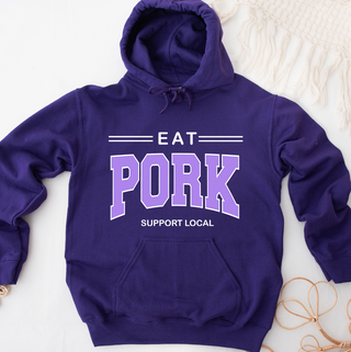 Eat Pork Support Local PURPLE Hoodie (S-3XL) Unisex - Multiple Colors!