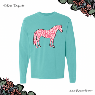 Pink Cheetah Horse LONG SLEEVE T-Shirt (S-3XL) - Multiple Colors!