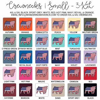 Patriotic Pig Down Ear Crewneck (S-3XL) - Multiple Colors!