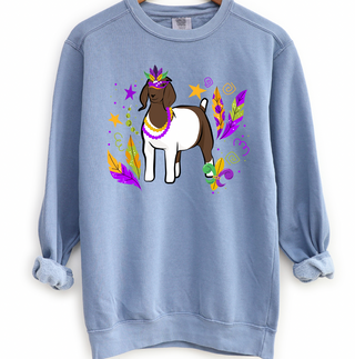 Goat Mardi Gras Crewneck (S-3XL) - Multiple Colors!