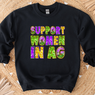 Mardi Gras Support Women In Ag Crewneck (S-3XL) - Multiple Colors!