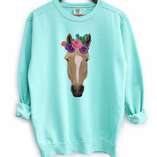 Horse Flower Crewneck (S-3XL) - Multiple Colors!