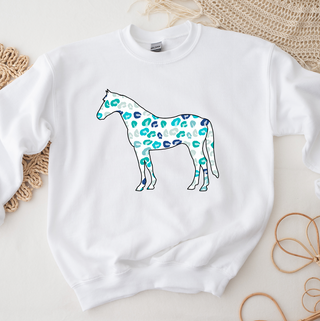 Turquoise Cheetah Horse Crewneck (S-3XL) - Multiple Colors!