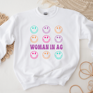 Retro Smile Woman In Ag Crewneck (S-3XL) - Multiple Colors!