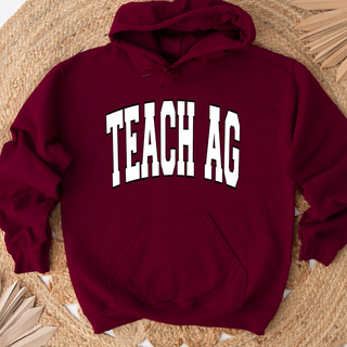 Big Varsity Teach Ag White & Black Hoodie (S-3XL) Unisex - Multiple Colors!