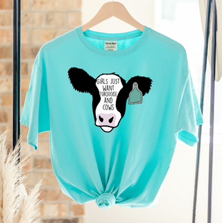 Turquoise and Cows ComfortWash/ComfortColor T-Shirt (S-4XL) - Multiple Colors!