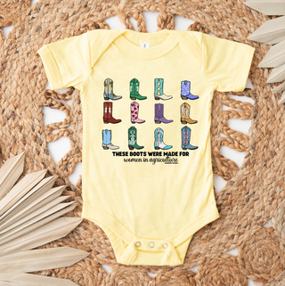 These boots were made for Women in Agriculture One Piece/T-Shirt (Newborn - Youth XL) - Multiple Colors!