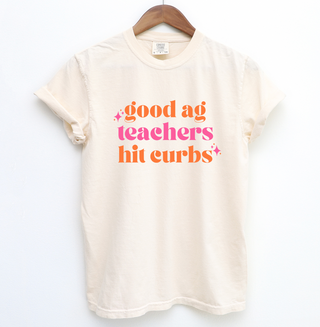 Good Ag Teachers Hit Curbs Pink/Orange ComfortWash/ComfortColor T-Shirt (S-4XL) - Multiple Colors!