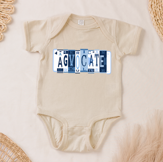 Agovcate License Plate One Piece/T-Shirt (Newborn - Youth XL) - Multiple Colors!