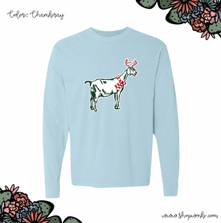 Christmas Reindeer Dairy Goat LONG SLEEVE T-Shirt (S-3XL) - Multiple Colors!