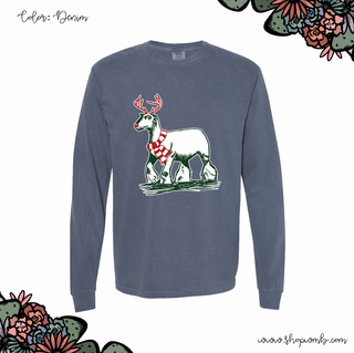 Christmas Reindeer Lamb LONG SLEEVE T-Shirt (S-3XL) - Multiple Colors!