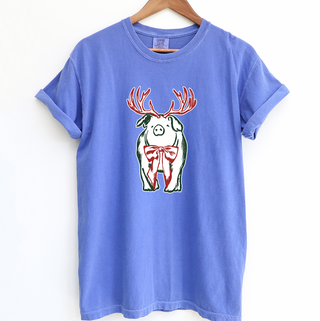 Christmas Reindeer Pig ComfortWash/ComfortColor T-Shirt (S-4XL) - Multiple Colors!